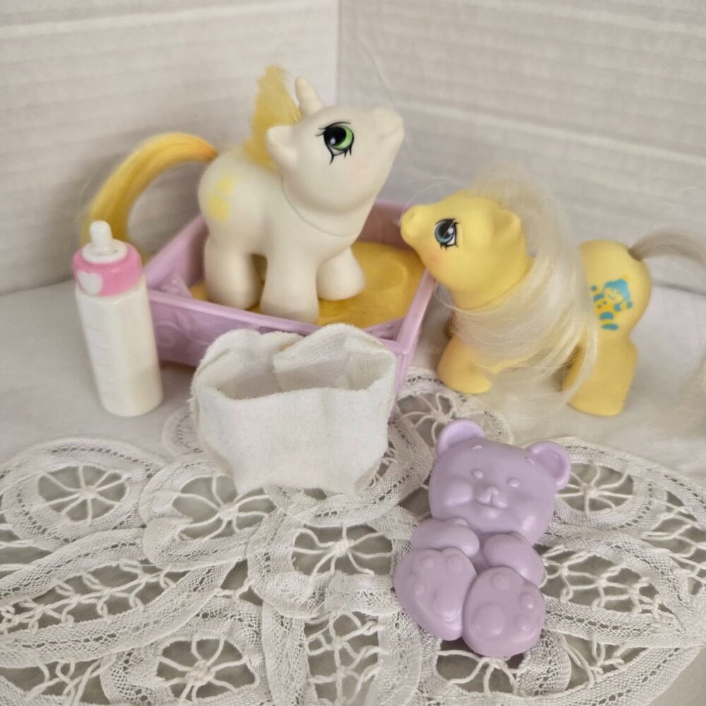❤ G-1 MLP Newborn Twins Big Top & Toppy w/sandbox & accessories My Little Pony